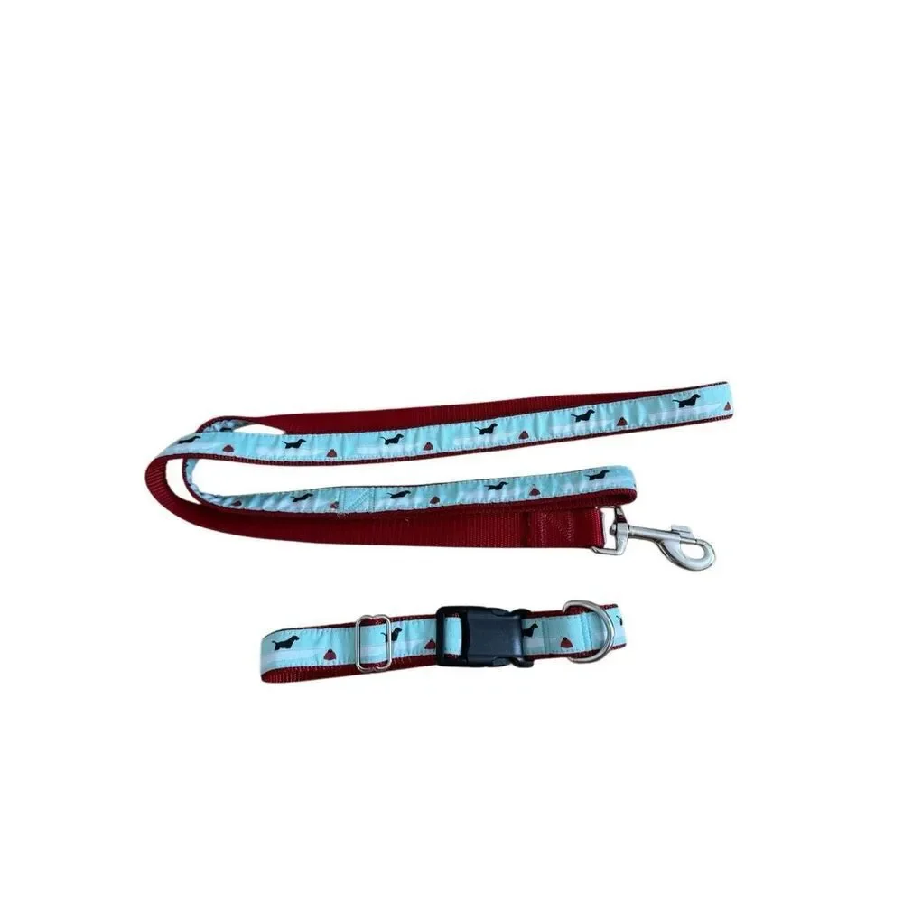 Salty Black Lab with Skiff & Bouy Dog Collar and Leash Duo